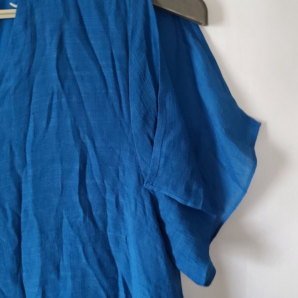 Avenue Overlay V Neck Top Split Flutter Short Sleeves Sz 18/20 Blue - Picture 4 of 10